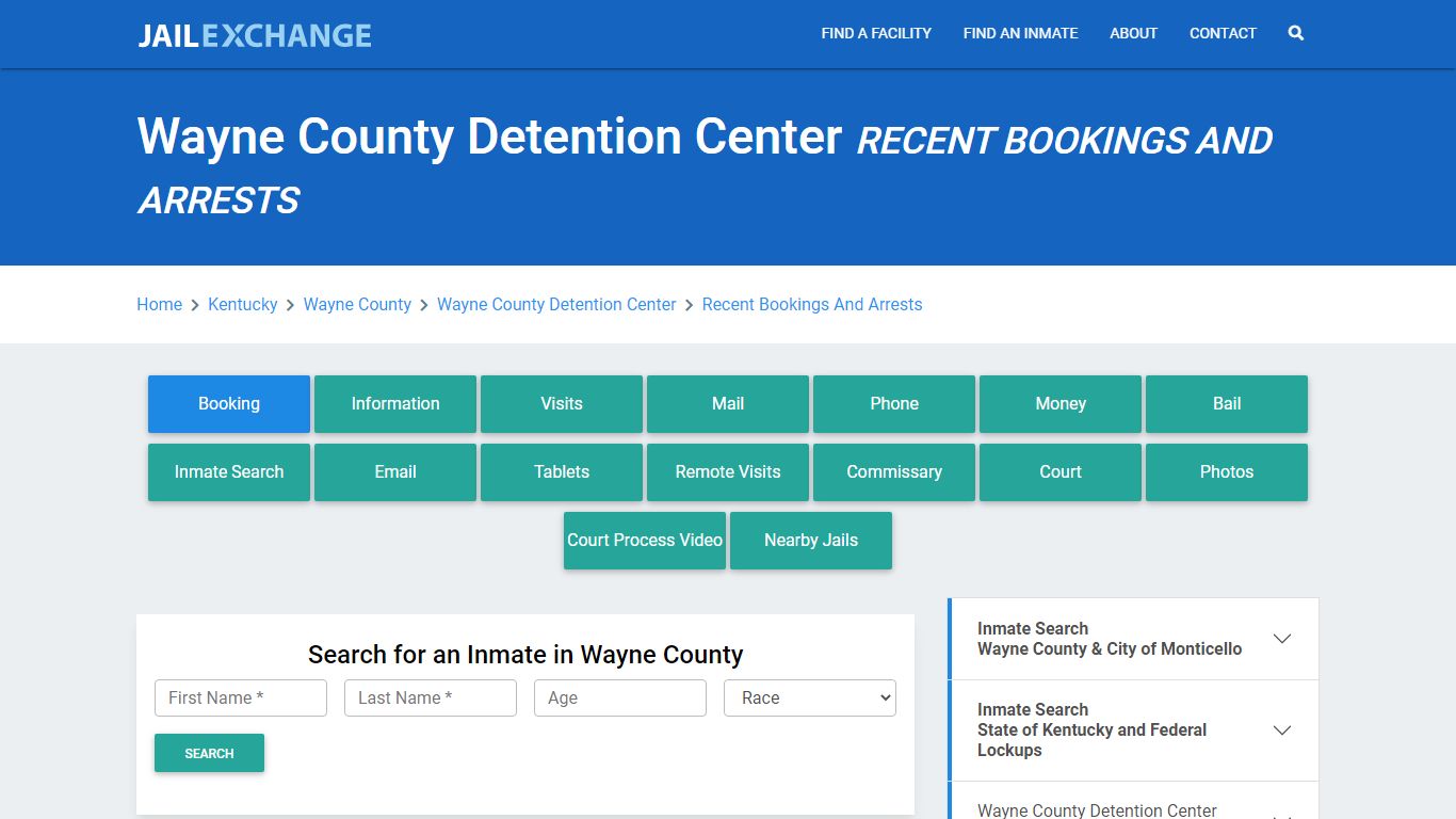 Wayne County Detention Center Recent Bookings And Arrests - Jail Exchange